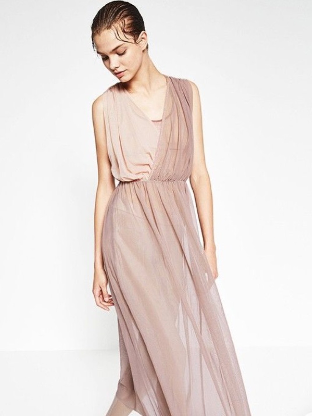 Zara Sheer Layered Colorblock Dress - excellent condition, size M